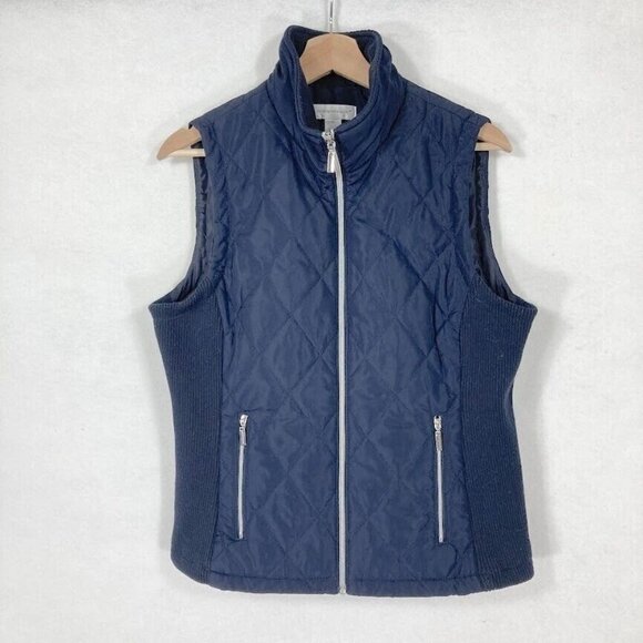 Christopher & Banks Quilted Vest Winter Classic Grandma Core Outdoor Ski M - Picture 1 of 7